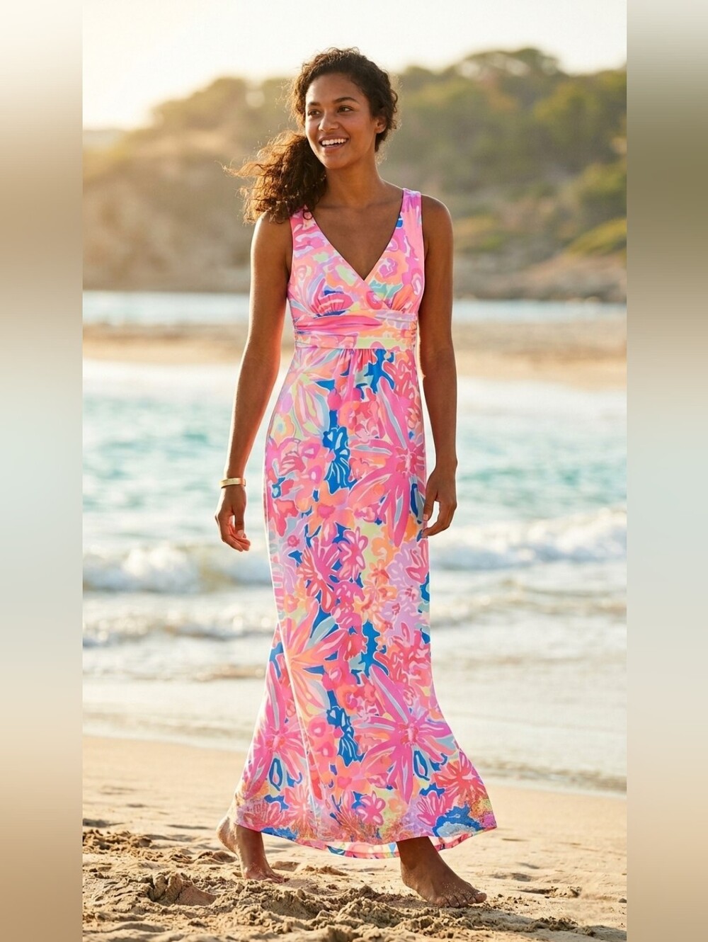 NWT Lilly Pulitzer Sloane Maxi in Playa Hermosa Floral Stretch Jersey Dress XS